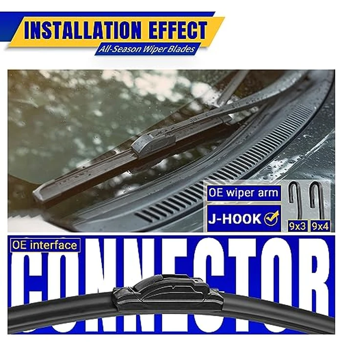 3 wipers Replacement for 2005-2010 Toyota Sienna, Windshield Wiper Blades Original Equipment Replacement - 26"/19"/16" (Set of 3) U/J HOOK by Rooppa - Image 3
