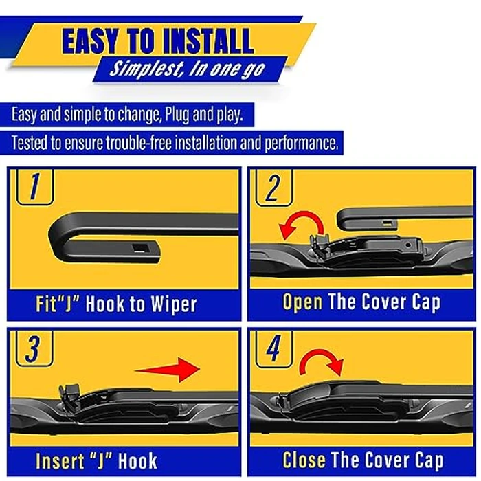 3 wipers Replacement for 2005-2010 Toyota Sienna, Windshield Wiper Blades Original Equipment Replacement - 26"/19"/16" (Set of 3) U/J HOOK by Rooppa - Image 8