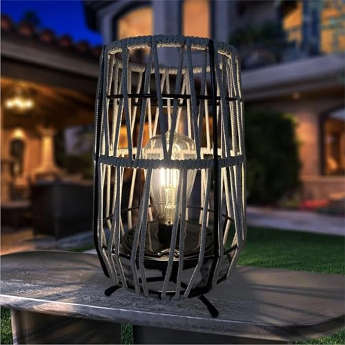 Aombzzj Solar Lanterns Outdoor Tabletop Lamp Lights with Waterproof Stand Decorative Water Resistant Resin & Polyester Cord Woven Design for Garden Patio Lawn Courtyard by Aombzzj - Used - Like New condition - US$18.99