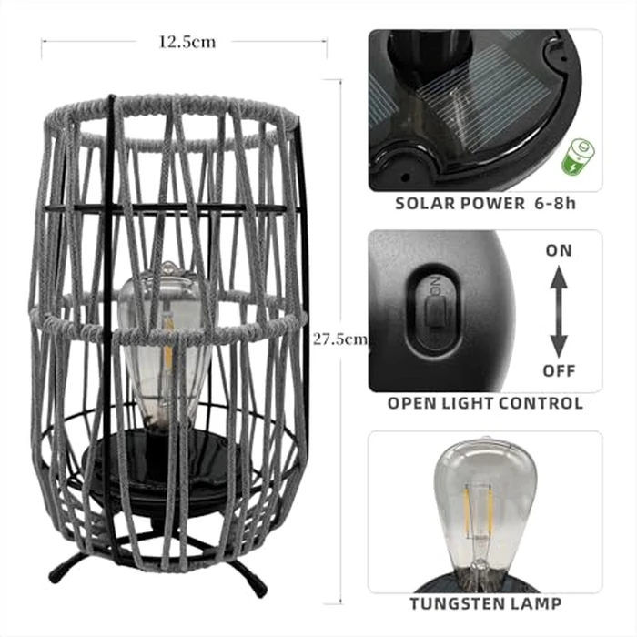 Aombzzj Solar Lanterns Outdoor Tabletop Lamp Lights with Waterproof Stand Decorative Water Resistant Resin & Polyester Cord Woven Design for Garden Patio Lawn Courtyard by Aombzzj - Image 2