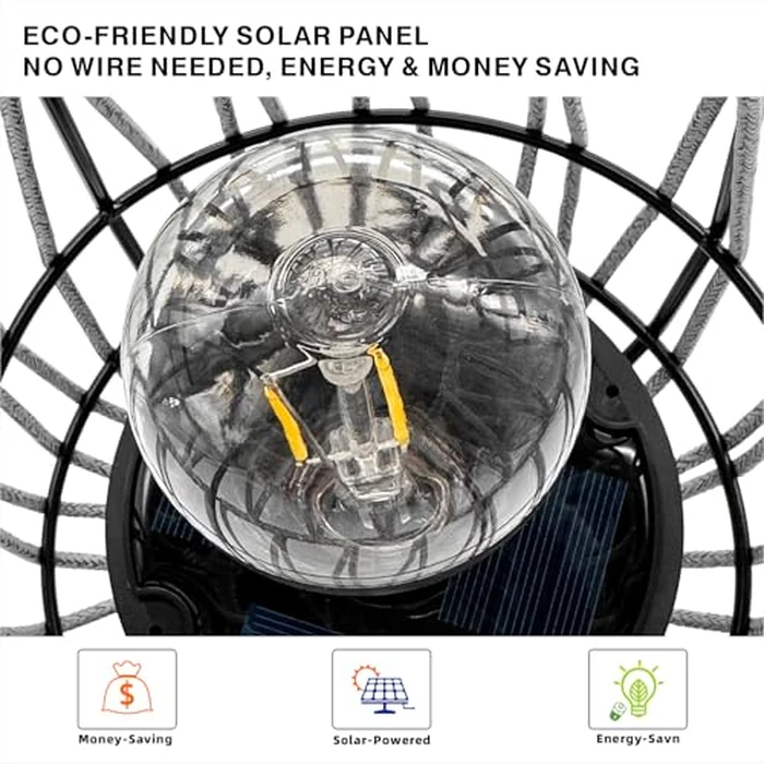 Aombzzj Solar Lanterns Outdoor Tabletop Lamp Lights with Waterproof Stand Decorative Water Resistant Resin & Polyester Cord Woven Design for Garden Patio Lawn Courtyard by Aombzzj - Image 4