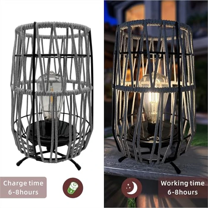 Aombzzj Solar Lanterns Outdoor Tabletop Lamp Lights with Waterproof Stand Decorative Water Resistant Resin & Polyester Cord Woven Design for Garden Patio Lawn Courtyard by Aombzzj - Image 5