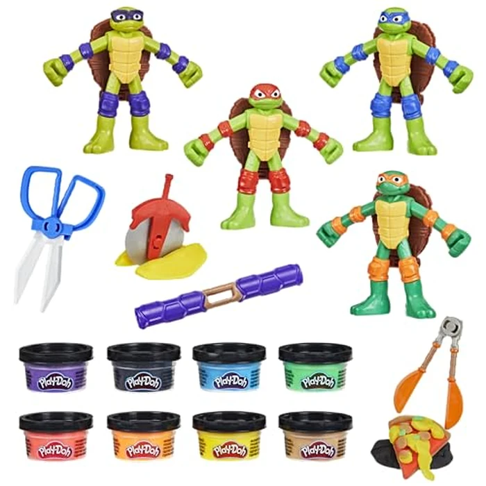 Play-Doh Teenage Mutant Ninja Turtles Cowabunga Creations Bendy 4 Inch Action Figures Set, Kids Arts & Crafts, TMNT Toys for Boys & Girls 4+ by Play-Doh - Used - Like New condition