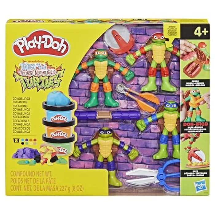 Play-Doh Teenage Mutant Ninja Turtles Cowabunga Creations Bendy 4 Inch Action Figures Set, Kids Arts & Crafts, TMNT Toys for Boys & Girls 4+ by Play-Doh - Image 2