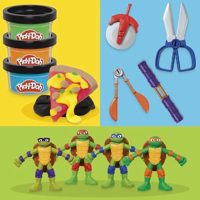 Play-Doh Teenage Mutant Ninja Turtles Cowabunga Creations Bendy 4 Inch Action Figures Set, Kids Arts & Crafts, TMNT Toys for Boys & Girls 4+ by Play-Doh - Image 3