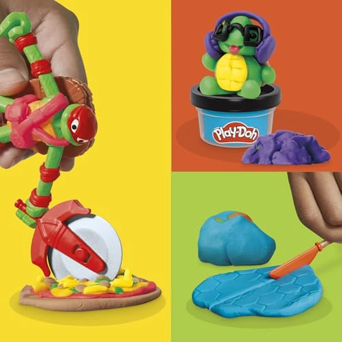 Play-Doh Teenage Mutant Ninja Turtles Cowabunga Creations Bendy 4 Inch Action Figures Set, Kids Arts & Crafts, TMNT Toys for Boys & Girls 4+ by Play-Doh - Image 4