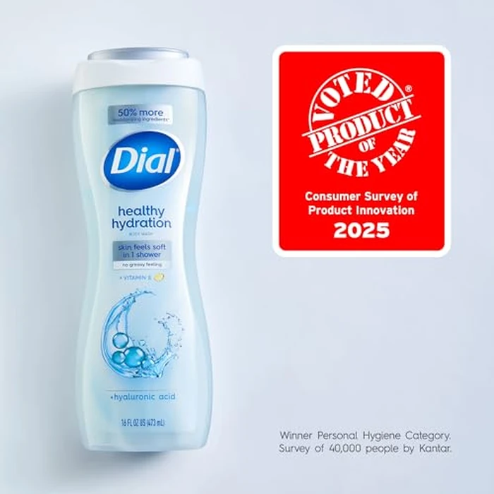 Dial Body Wash, Healthy Hydration, Hyaluronic Acid + Vitamin E, 16 fl oz (Pack of 4), Gentle, Leaves Skin Feeling Soft In 1 Shower, Dermatologist-Tested, No Parabens & Silicones by Dial - Image 4