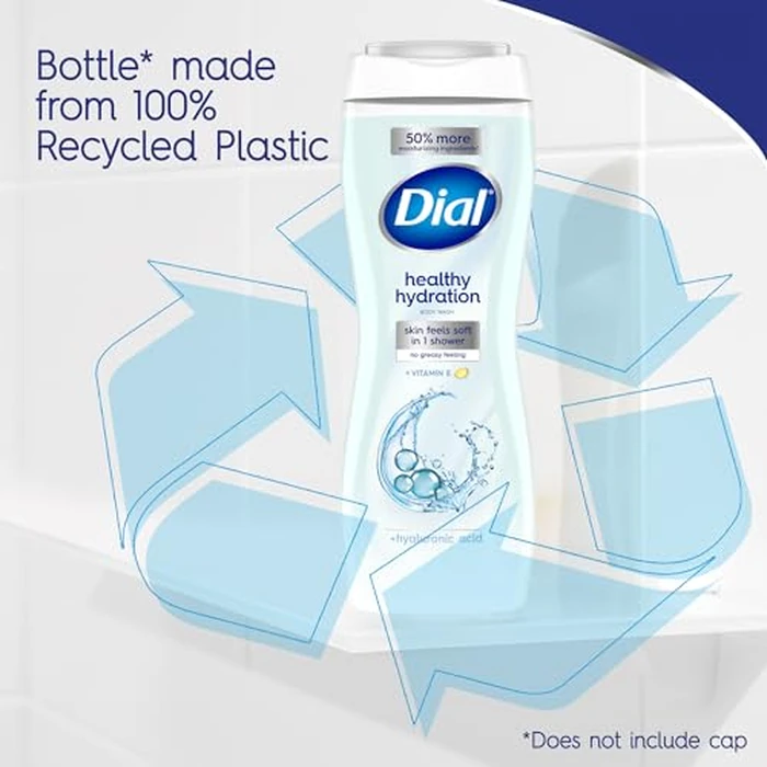 Dial Body Wash, Healthy Hydration, Hyaluronic Acid + Vitamin E, 16 fl oz (Pack of 4), Gentle, Leaves Skin Feeling Soft In 1 Shower, Dermatologist-Tested, No Parabens & Silicones by Dial - Image 9