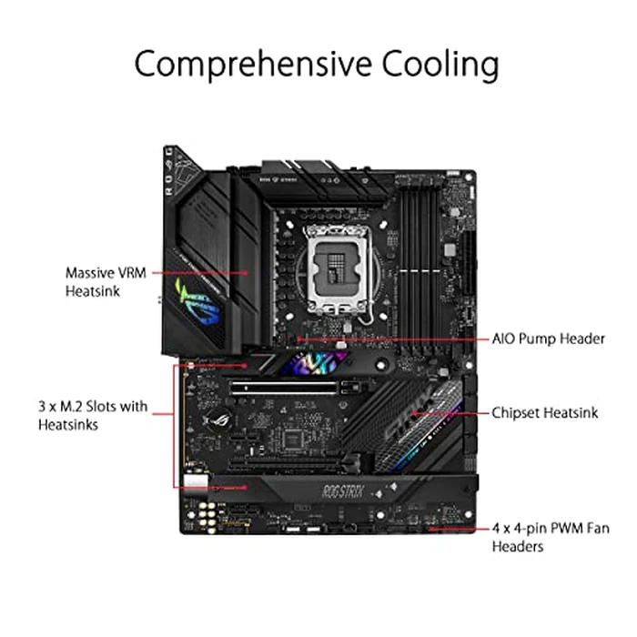 ASUS ROG Strix B760-F Gaming WiFi Intel B760(13th and 12th Gen) LGA 1700 ATX Motherboard,16 + 1 Power Stages,DDR5 up to 7800 MT/s,PCIe 5.0,3xM.2 Slots,WiFi 6E,USB 3.2 Gen 2x2 Type-C,Aura Sync RGB by Asus - Image 4