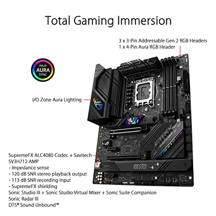 ASUS ROG Strix B760-F Gaming WiFi Intel B760(13th and 12th Gen) LGA 1700 ATX Motherboard,16 + 1 Power Stages,DDR5 up to 7800 MT/s,PCIe 5.0,3xM.2 Slots,WiFi 6E,USB 3.2 Gen 2x2 Type-C,Aura Sync RGB by Asus - Image 5