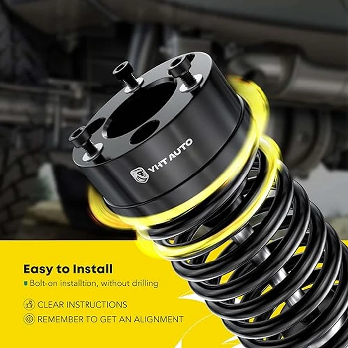 YHTAUTO 2 Inch Front Leveling Lift Kit Compatible with 2004-2023 Nissan Titan/Armada | RWD/4WD | Spacers Raise the Front of Your Truck By 2 Inch | 2PCS Suspension Leveling Kit w/Hardware by YHTAUTO - Image 3