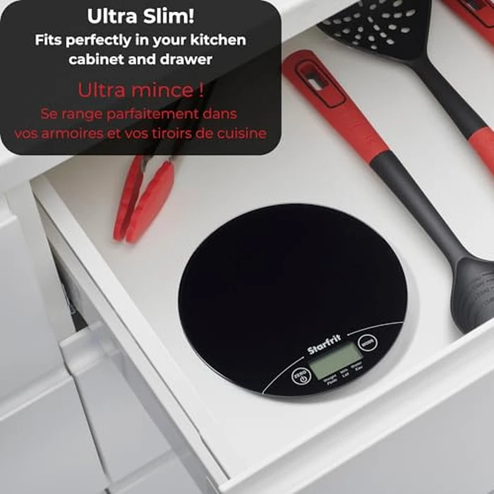 Starfrit Digital Kitchen Scale - Glass Platform - Measures Weight and Liquid Volume - 11 lb / 5 kg Capacity - Black by Starfrit - Image 7