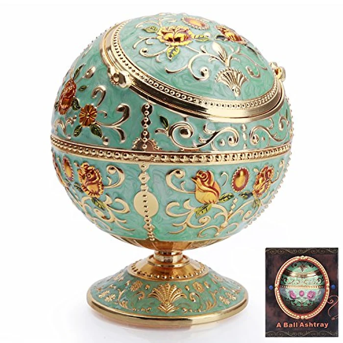 K COOL Windproof Ashtray with Lid Metal Portable Cigarettes Ashtrays for Outdoors Indoors Hand Stamped Pattern Smoking Ashtray Fancy Gift for Men Women(Jade Green) by K COOL - Used - Very Good condition