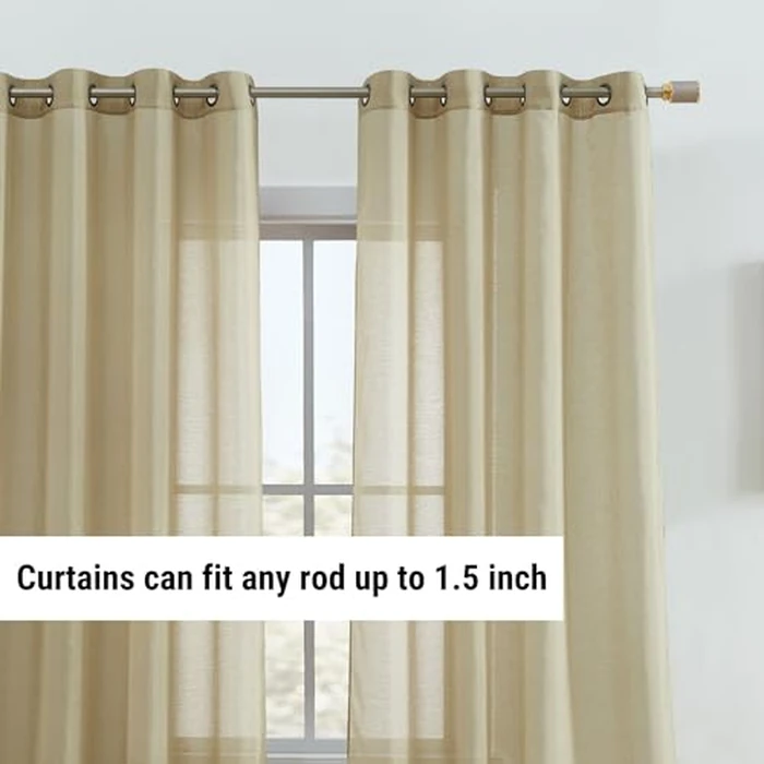 HLC.ME 2 Piece Semi Sheer Voile Window Curtain Grommet Panels for Bedroom & Living Room (54" W x 84" L, Taupe) by HLC.ME - Image 3