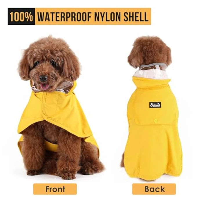 Lukovee Dog Raincoat, Adjustable Dog Rain Jacket with Clear Hooded Double Layer for Large Medium Small Dogs Puppies, Waterproof Rain Coat Poncho with Reflective Storage Pocket & Rim (Yellow, L) by Lukovee - Image 7