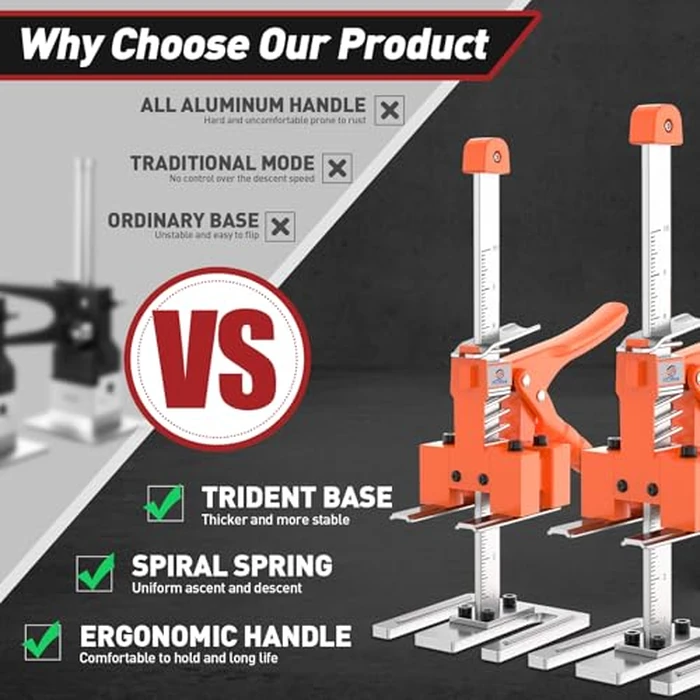 Labor Saving Arm Jack Handle 2 Pack, Construction Jack, Wall Tile Locator, Multi Function Height Adjustment Lifting Device, Door Panel Lifting Cabinet, Raised 10 in, Pair Dynamic Load 400 LB by XClifes - Image 4