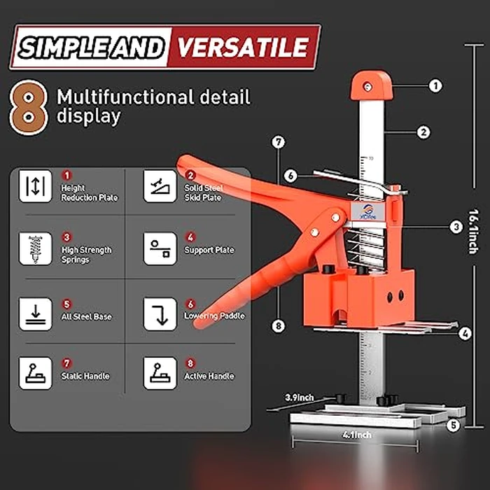 Labor Saving Arm Jack Handle 2 Pack, Construction Jack, Wall Tile Locator, Multi Function Height Adjustment Lifting Device, Door Panel Lifting Cabinet, Raised 10 in, Pair Dynamic Load 400 LB by XClifes - Image 6