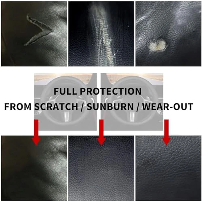 D Shape Steering Wheel Cover,Universal 14.5-15 Inch Car Black Leather Steering Wheel Wrap with Better Sport Grip for Men Women,Fit D Shaped Flat Bottom Steering Wheel by Sholer - Image 3