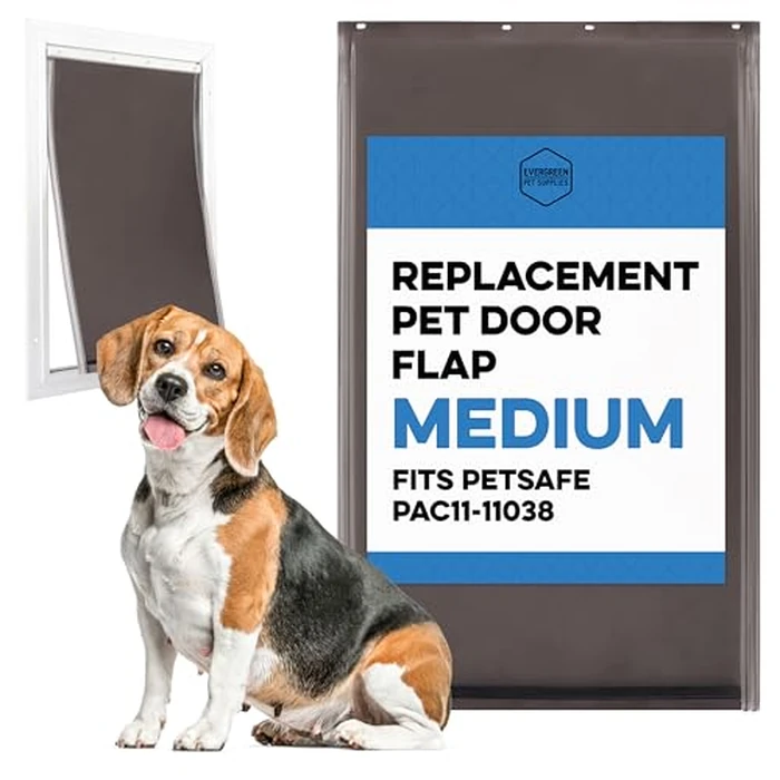 Evergreen Pet Supplies Dog Door Replacement Flaps - Compatible with PetSafe Freedom PAC11-11038 - Medium Brown 8.25" x 12.25" - Weather-Resistant Replacement Flap for Sliding Glass Inserts by Evergreen Pet Supplies - Image 1