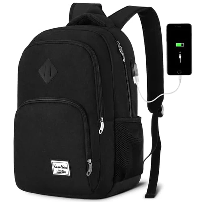 Backpack for Men and Women,School Backpack for Teenager,15.6 inch Laptop Bookbag with USB Charging port for Business Work College Travel by YAMTION - Image 1