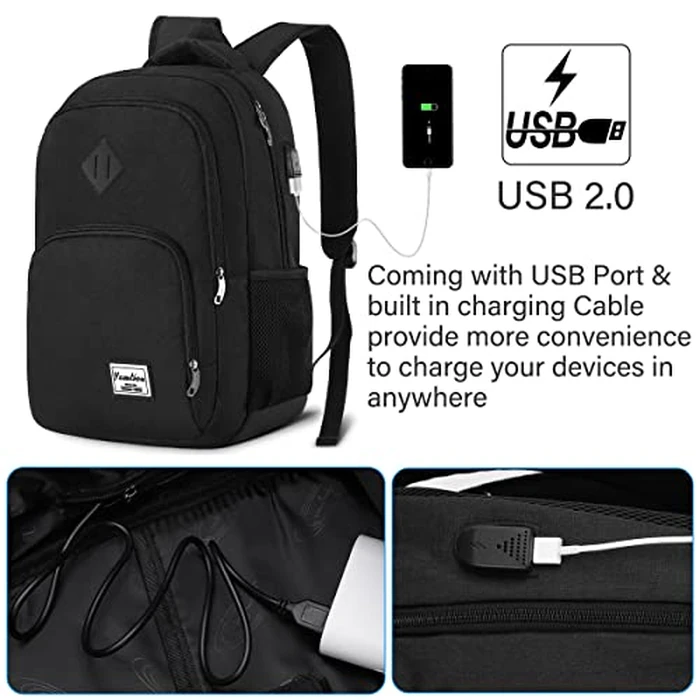 Backpack for Men and Women,School Backpack for Teenager,15.6 inch Laptop Bookbag with USB Charging port for Business Work College Travel by YAMTION - Image 2