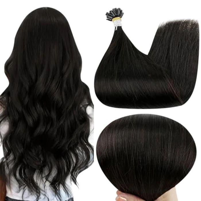 Full Shine U Tip Hair Extensions for Women Real Human Hair Color 1B Natural Black Hair Extensions 20 Inch Keratin Fusion Extensions 50 Strands Nail Tip Hair by Full Shine - Used - Like New condition