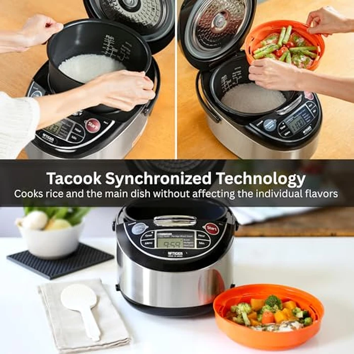 Tiger JAX-T18U-K 10-Cup (Uncooked) Micom Rice Cooker with Food Steamer & Slow Cooker, Stainless Steel Black by Tiger - Image 3
