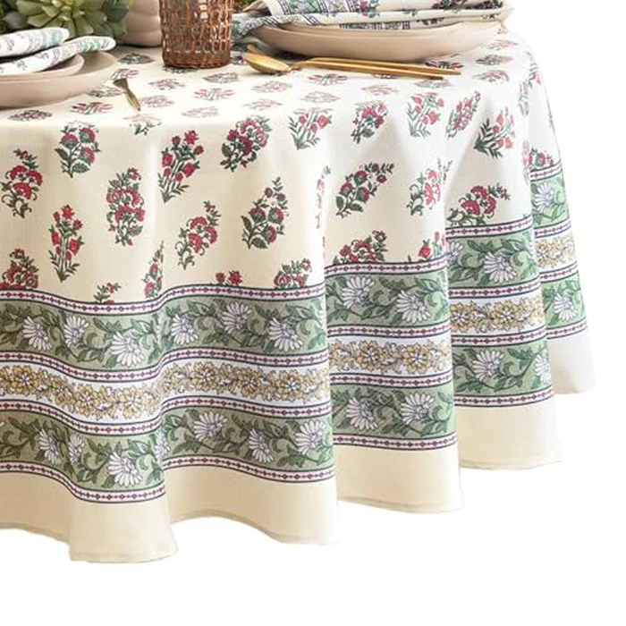 Elrene Home Fashions Nomad Harvest Block Print Fall/Thanksgiving Round Tablecloth, 70"x70" by Elrene - Image 1