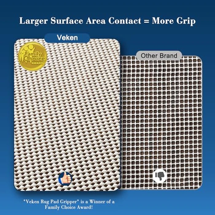 Veken Rug Gripper Pad for Hardwood Floors, Non Slip 2x4 Ft Rug Pads for Area Rugs, Thick Rug Grippers for Tile Floors, Under Carpet Anti Skid Mat, Keep Your Rugs Safe and in Place by Veken - Used - Very Good condition