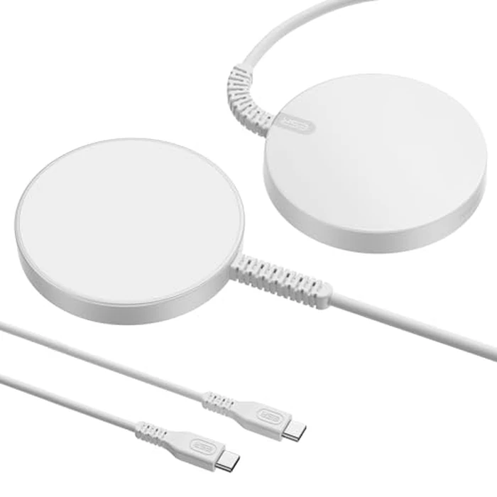 ESR Wireless Charger with MagSafe, Compatible with iPhone 17/16/15/14/13/12 Series, MagSafe Accessories, Strong Magnetic Lock, Reinforced Braided Nylon Cable, 2 Pack, Silver by ESR - Used - Like New condition - CA$15.33