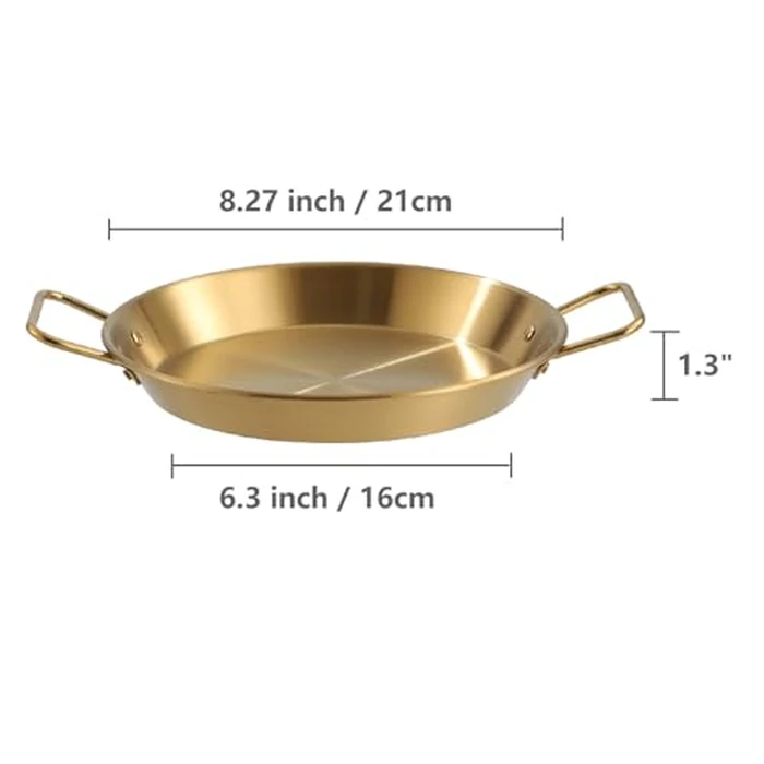 Tissting 8.27 Inch Paella Pan - Stainless Steel Dual Handle Spanish Seafood Lobster Tray for Home & Restaurant Cooking, Frying, Baking, and Serving by Tissting - Image 2