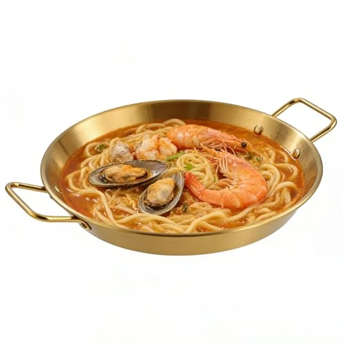Tissting 8.27 Inch Paella Pan - Stainless Steel Dual Handle Spanish Seafood Lobster Tray for Home & Restaurant Cooking, Frying, Baking, and Serving by Tissting - Image 7