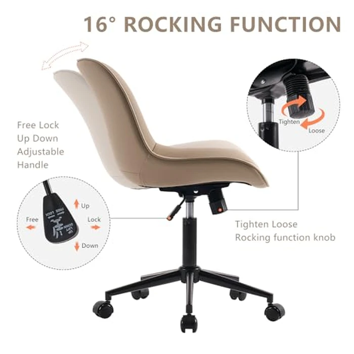 YOUNIKE Khaki Office Desk Chair, Swivel Adjustable Height Home Office Chairs, Small Armless Rolling Computer Chair, Modern Task Work Chair with Upholstered Back by YOUNIKE - Image 7