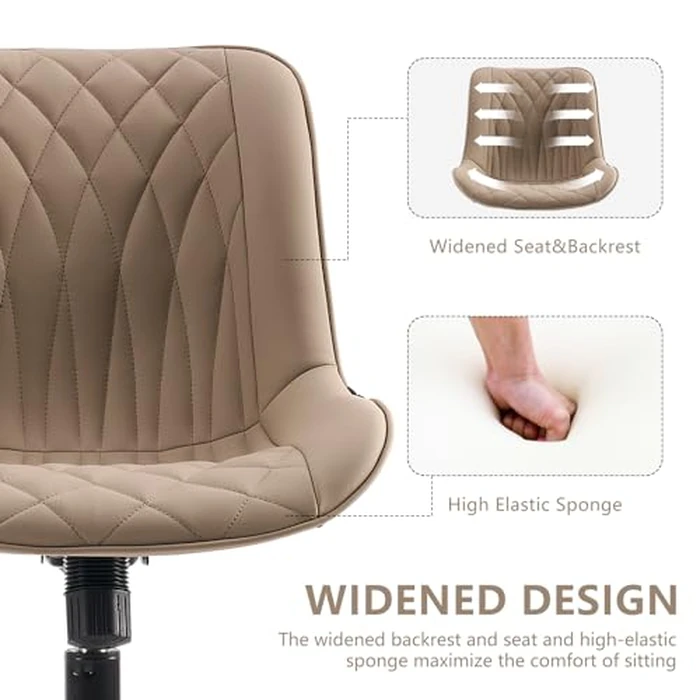 YOUNIKE Khaki Office Desk Chair, Swivel Adjustable Height Home Office Chairs, Small Armless Rolling Computer Chair, Modern Task Work Chair with Upholstered Back by YOUNIKE - Image 9