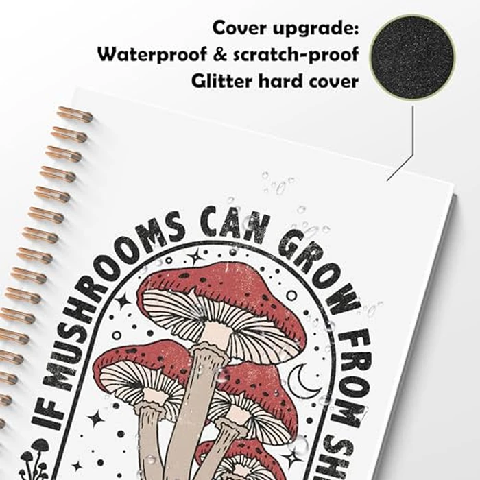 ROXMART Inspirational Mushroom Glitter Spiral Notebook, Funny Motivational Journal for Women, Mushroom Positive Affirmation Hardcover Notebook Journal, 5.5x8.3 Inch by ROXMART - Image 5