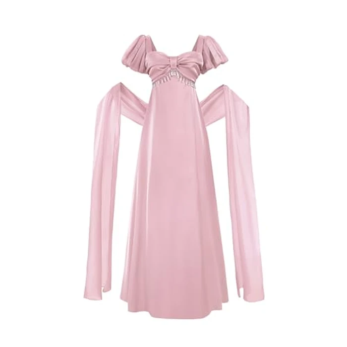 FCCAM Regency Dresses for Women Blue Regency Costume 1800s Victorian Dress Ball Gown with Shawl,Pink S by FCCAM FCCAM - Used - Very Good condition - US$43.25