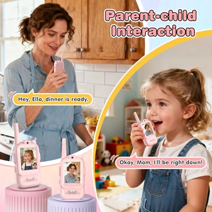 Video Walkie Talkies for Kids, 2 Pack Facetime Walkie Talkies with HD Camera & Voice Changer for Boys Girls for Family Games, Indoor, Outside, Hiking Christmas Birthday Toys Gift Ages 3-12 (Pink) by FISHOAKY - Image 6