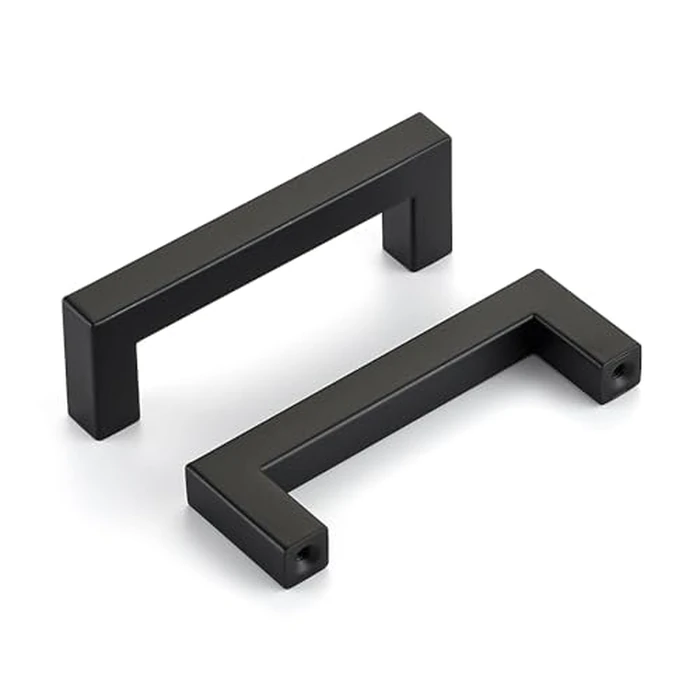 HOME EDIT Matte Black 5 Pack Square Bar Drawer Handles 3-1/2 Inch Drawer Pulls Stainless Steel Cupboard Door Handles for Bathroom Cabinet Hardware Kitchen Cabinet Handles by HOME EDIT - Image 1