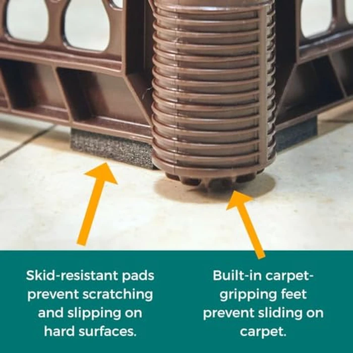 MyPet Extra Wide Dog Gate with Small Pet Door. 38.5” to 103.5" Wide. Cat Gate for Doorway. Made in USA. 26" Tall, Brown by MYPET - Image 7