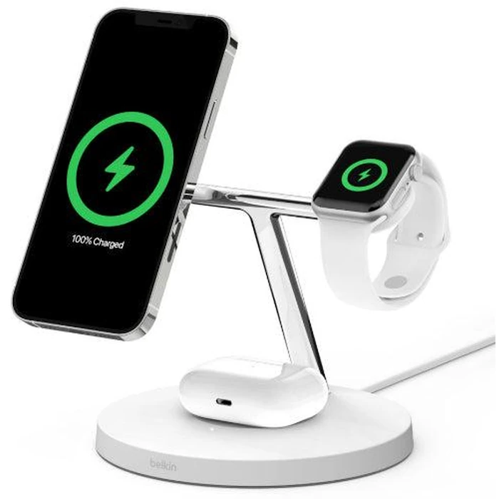 Belkin BOOST↑CHARGE(TM) PRO 3-in-1 Wireless Charger with MagSafe 15W - White by Belkin - Image 1