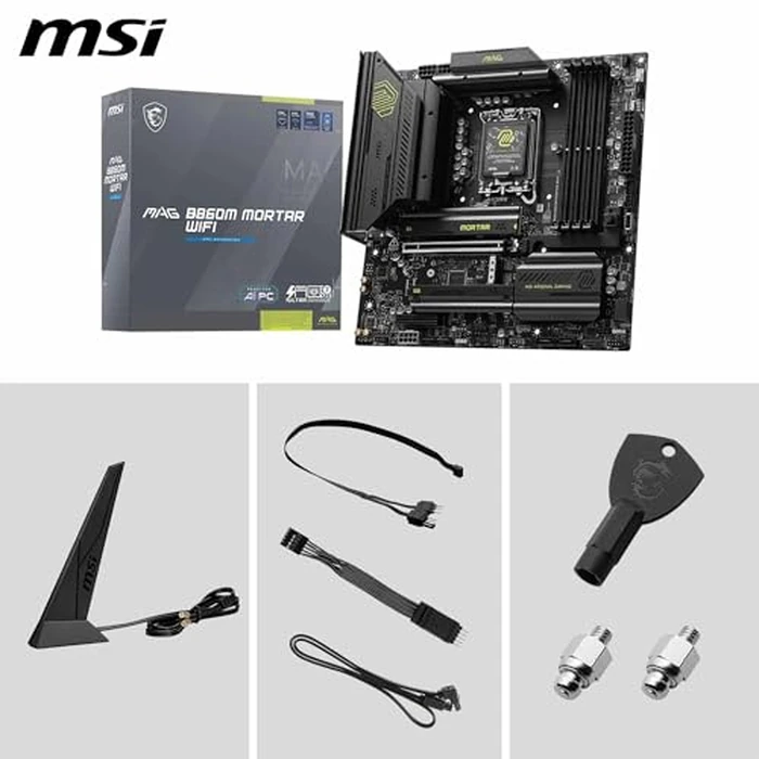 MSI MAG B860M Mortar WiFi Gaming Motherboard (Supports Core Ultra Series 2 Intel Processors, LGA 1851, DDR5, PCIe 5.0, M.2, SATA, 5Gbps LAN, USB Type-C, Wi-Fi 7, Bluetooth 5.4, Thunderbolt 4, mATX) by MSI - Image 7