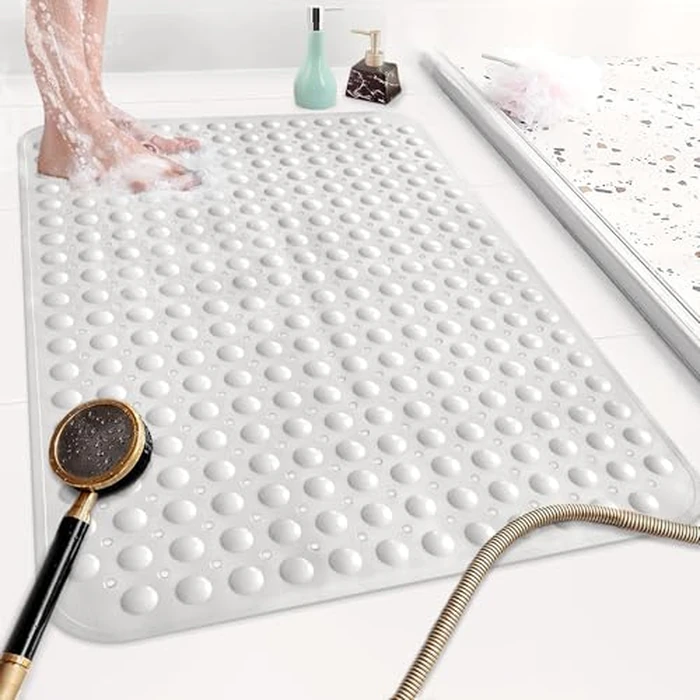 Mofonky Non Slip Shower Mat: 90 x 60 cm Extra Large Shower Mats for Walk-in Shower - TPE Shower Matt Non Slip with Drain Holes and Suction Cups by Mofonky - Image 1