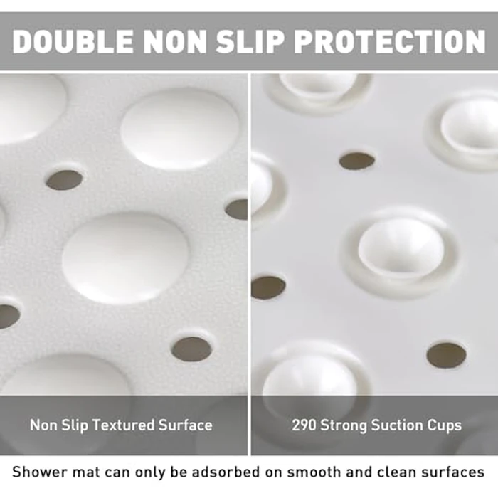 Mofonky Non Slip Shower Mat: 90 x 60 cm Extra Large Shower Mats for Walk-in Shower - TPE Shower Matt Non Slip with Drain Holes and Suction Cups by Mofonky - Image 4