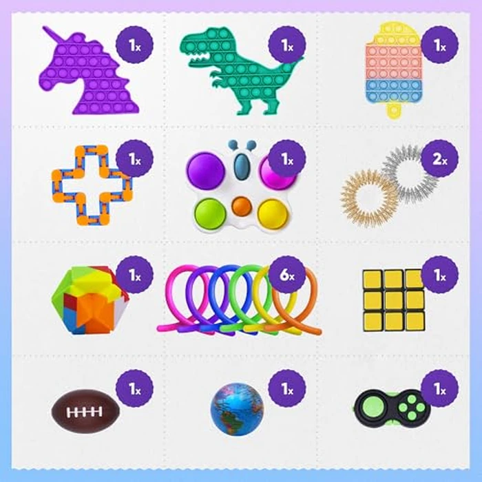 Fidget Poppers Pack - 50 Pcs Fidget Toys, Party Favors for Kids 8-12, Stocking Stuffers, Bulk Sensory Toys for Classroom Treasure Box Prizes, Goodie Bags, Birthday Gifts by Zen Laboratory - Image 2