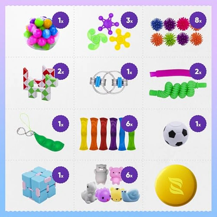 Fidget Poppers Pack - 50 Pcs Fidget Toys, Party Favors for Kids 8-12, Stocking Stuffers, Bulk Sensory Toys for Classroom Treasure Box Prizes, Goodie Bags, Birthday Gifts by Zen Laboratory - Image 3