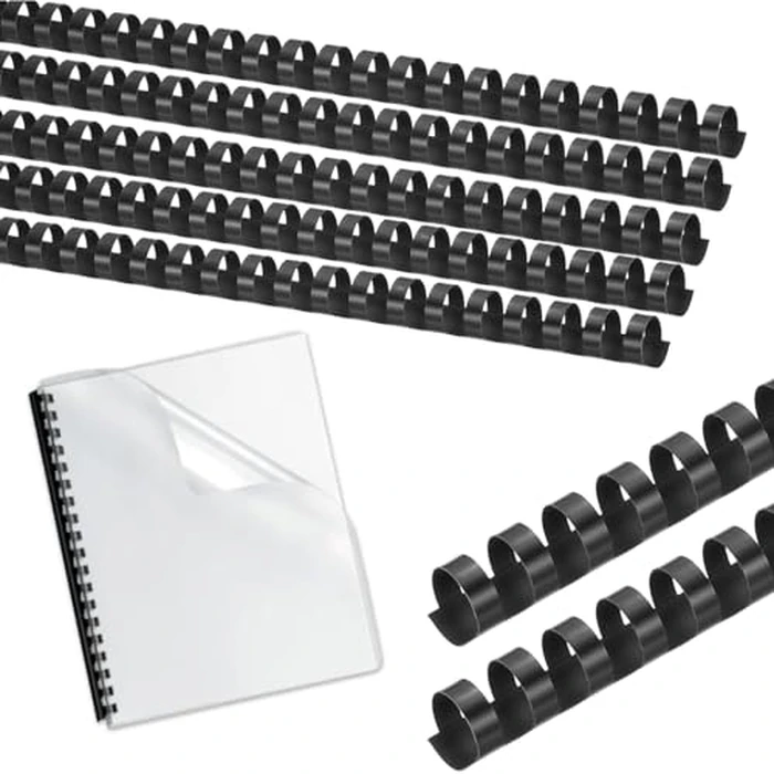 IONPSHG 50 Pcs Plastic Binding Combs 16mm, 21 Rings Comb Binding Spines for Paper Sheets, 120 Sheet Capacity, Black - Durable & Easy-to-Use Spine Binders for Office/School by IONPSHG - Image 1