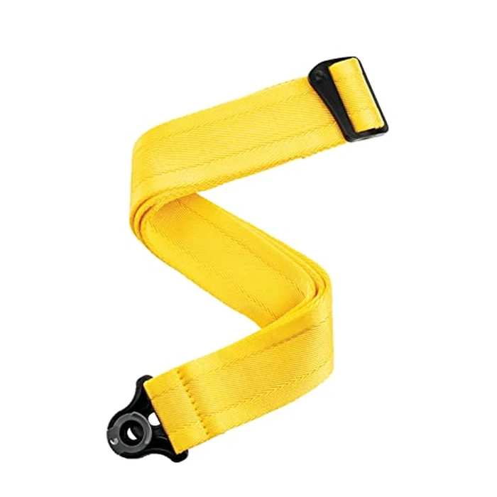 Planet Waves D'Addario Auto Lock Guitar Strap - Acoustic & Electric Accessories - Easy to Use Locking Straps - Uses Existing Buttons - Nylon - Yellow by D'Addario - Image 1