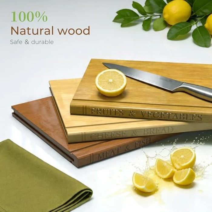 Book Cutting Board Set with Wooden Stand-Wooden Kitchen Cutting Boards That Look Like Books for Vegetables Cheese Meat, Chopping Board Gift Set for Home Cooks & Kitchen Decor by Wnfou - Image 3