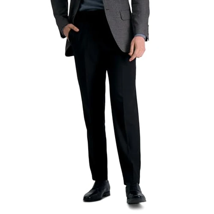 Haggar Men's Premium Comfort Dress Pant-Straight Fit Flat Front Reg. and Big & Tall, Black, 32W x 29L by Haggar - Image 1