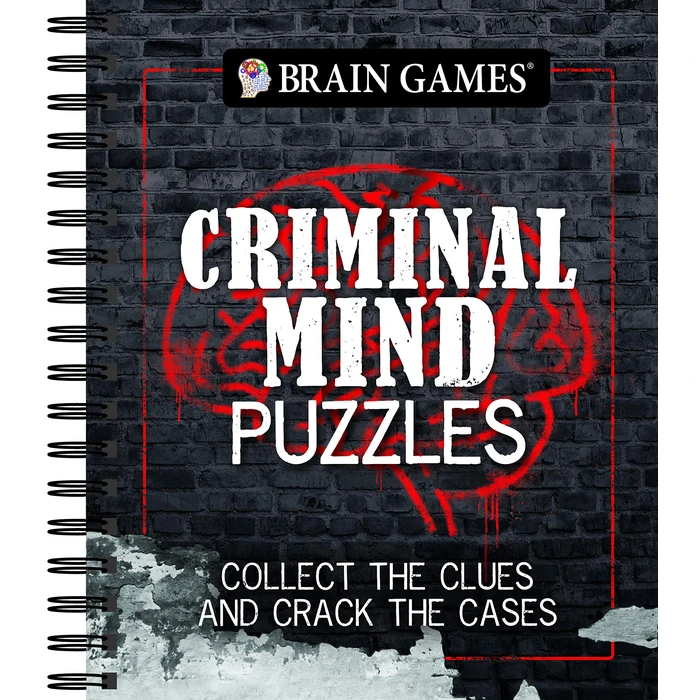 Brain Games - Criminal Mind Puzzles: Crime-Themed Brain Teasers | Visual, Verbal, Memory & Logic Puzzles | Spiral Bound Activity Book for Adults & Teens by Publications International, Ltd. - Used - Good condition